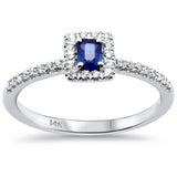 <span style="color:purple">¡ESPECIAL!</span> Anillo de oro blanco de 14K con diamante redondo y zafiro azul, .39ct G SI, talla 6.5