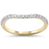 Anillo de boda curvo de oro amarillo de 14 quilates con diamantes redondos de 0.26 ct, G, SI, talla 6.5