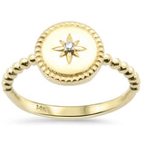 <span style="color:purple">SPECIAL!</span> .01ct G SI 14K Yellow Gold Diamond Star Milgrain Ring Size 6.5