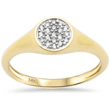 Anillo de sello de oro amarillo de 14 quilates con diamante redondo de 0,10 ct G SI, talla 6,5