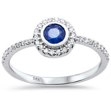 <span style="color:purple">¡ESPECIAL!</span>.51ct G SI Anillo de oro blanco de 14K con diamante y zafiro azul talla 6.5