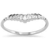 <span style="color:purple">SPECIAL!</span> .19ct G SI 14K White Gold Baguette Diamond Accent Wedding Band Ring Size 6.5