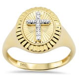 <span style="color:purple">SPECIAL!</span> .06ct G SI 14K Yellow Gold Cross Diamond Dome Ring Size 6.5