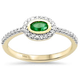 <span style="color:purple">SPECIAL!</span>.42ct G SI 14K Yellow Gold Diamond & Oval Emerald Gemstone Ring Size 6.5
