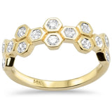 .52ct G SI 14K Yellow Gold Modern Honey Comb Design Diamond Ring Size 6.5