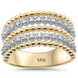.27ct G SI 14K Yellow Gold Diamond Multi Band Beaded Style Ring Size 6.5