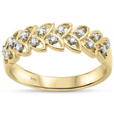 .10ct G SI 14K Yellow Gold Leaf Design Round Diamond Band Ring Size 6.5