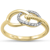 <span style="color:purple">SPECIAL!</span> .09ct G SI 14K Yellow Gold Round Diamond Interlocking Links Band Ring Size 6.5
