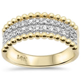 <span style="color:purple">SPECIAL!</span>.27ct G SI 14K Yellow Gold Round Diamond Wide Beaded Band Ring Size 6.5