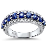 2.25ct G SI 14K White Gold Diamond & Large Blue Sapphire Gemstone Band Ring Size 6.5