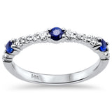 <span style="color:purple">SPECIAL!</span> .55ct G SI 14K White Gold Diamond & Blue Sapphire Gemstone Band Ring Size 6.5
