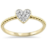.11ct G SI 14K Yellow Gold Round Diamond Heart Motif Band Ring Size 6.5