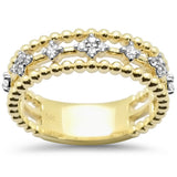 .19ct G SI 14K Yellow Gold Clover Design Diamond Band Ring Size 6.5