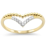 .07ct G SI 14K Yellow Gold Round Diamond Chevron V Shape Band Ring Size 6.5