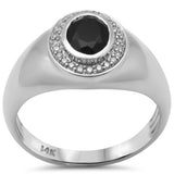 <span style="color:purple">SPECIAL!</span> 1.44ct G SI 14K White Gold Diamond & Oval Shape Black Onyx Band Ring  Size 10