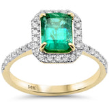 <span style="color:purple">SPECIAL!</span>1.84ct G SI 14K Yellow Gold Emerald Gemstone & Diamond Ring Size 6.5