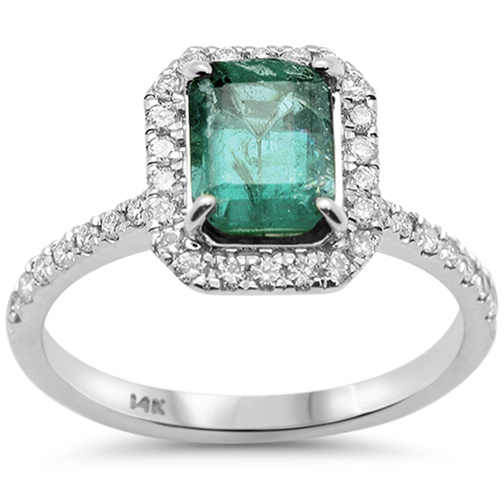 <span style="color:purple">SPECIAL!</span>1.73ct G SI 14K White Gold Emerald Gemstone & Diamond Ring Size 6.5
