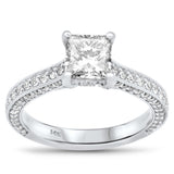 <span style="color:purple">¡ESPECIAL!</span>Anillo de compromiso de oro blanco de 14K con diamante de talla princesa de 1,87 ct G SI, talla 6.5