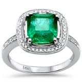 2.95ct G SI 14K White Gold Emerald Gemstone & Diamond Ring Size 6.5