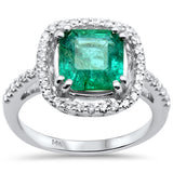 2.99ct G SI 14K White Gold Emerald Gemstone & Diamond Ring Size 6.5