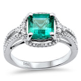 2.40ct G SI 14K White Gold Emerald Gemstone & Diamond Ring Size 6.5
