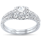 <span style="color:purple">¡ESPECIAL!</span> Anillo de compromiso con diamantes redondos de oro blanco de 14K, 1,29 ct G SI, juego nupcial, talla 6,5