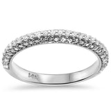 <span style="color:purple">SPECIAL!</span>.49ct G SI 14K White Gold Diamond Pave Rounded Ring Band Size 6.5