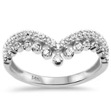 <span style="color:purple">SPECIAL!</span>.32ct G SI 14K White Gold Chevron Style Diamond Ring Band Size 6.5