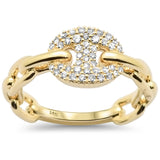 <span style="color:purple">SPECIAL!</span>.25ct G SI 14K Yellow Gold Mariner Link Style Diamond Ring Size 6.5