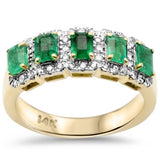 1.42ct G SI 14K Yellow Gold Diamond & Emerald Gemstone Ring Size 6.5
