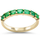.63ct G SI 14K Yellow Gold Emerald Gemstone Stackable Band Ring Size 6.5