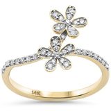 <span style="color:purple">SPECIAL!</span> .24ct G SI 14K Yellow Gold Diamond Double Flower Ring Size 6.5