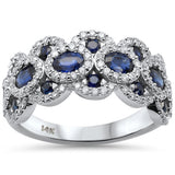 <span style="color:purple">SPECIAL!</span>1.96ct G SI 14K White Gold Diamond & Blue Sapphire Gemstone Dome Ring Size 6.5