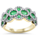 <span style="color:purple">SPECIAL!</span>1.60ct G SI 14K Yellow Gold Diamond & Emerald Gemstone Dome Ring Size 6.5