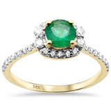 <span style="color:purple">SPECIAL!</span>1.00ct G SI 14K Yellow Gold Diamond & Emerald Gemstone Ring Size 6.5