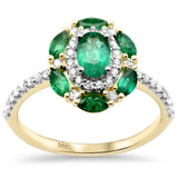 <span style="color:purple">SPECIAL!</span>1.10ct G SI 14K Yellow Gold Diamond & Emerald Gemstone Dome Ring Size 6.5