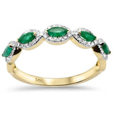 <span style="color:purple">SPECIAL!</span> .51ct G SI 14K Yellow Gold Diamond & Emerald Gemstone Band Ring Size 6.5