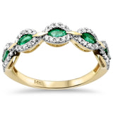 <span style="color:purple">SPECIAL!</span>.61ct G SI 14K Yellow Gold Diamond & Emerald Gemstone Band Ring Size 6.5