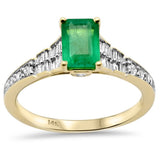 <span style="color:purple">¡ESPECIAL!</span>Anillo de 1.30ct G SI de Oro Amarillo de 14K con Diamantes y Esmeraldas Talla 6.5