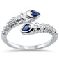 <span style="color:purple">SPECIAL!</span>.79ct G SI 14K White Gold Diamond & Blue Sapphire Gemstone Wrap Around Band Ring Size 6.5