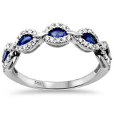 <span style="color:purple">¡ESPECIAL!</span> Anillo de banda de diamantes y zafiros azules de oro blanco de 14K de .85 ct G SI, talla 6.5
