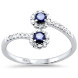 .52ct G SI 14K White Gold Diamond & Blue Sapphire Gemstone Wrap Around Ring Size 6.5