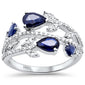 <span style="color:purple">SPECIAL!</span>1.78ct G SI 14K White Gold Diamond & Pear Shape Blue Sapphire Gemstone Ring Size 6.5