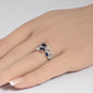 <span style="color:purple">SPECIAL!</span>1.78ct G SI 14K White Gold Diamond & Pear Shape Blue Sapphire Gemstone Ring Size 6.5