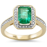 <span style="color:purple">SPECIAL!</span>1.80ct G SI 14K Yellow Gold Diamond & Emerald Gemstone Ring Size 6.5