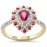 <span style="color:purple">¡ESPECIAL!</span>Anillo de 1,00 ct G SI de oro amarillo de 14 quilates con diamantes y rubíes, talla 6,5