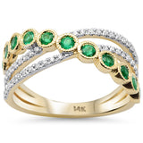 <span style="color:purple">SPECIAL!</span>.67ct G SI 14K Yellow Gold Diamond & Emerald Gemstone Wrap Around Ring Size 6.5
