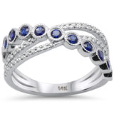 <span style="color:purple">SPECIAL!</span>.80ct G SI 14K White Gold Diamond & Blue Sapphire Gemstone Wrap Around Ring Size 6.5