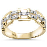 <span style="color:purple">¡ESPECIAL!</span> Anillo de banda de cadena con eslabones de diamante de oro amarillo de 14K con 0,21 ct G SI, talla 6.5