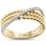 .14ct G SI 14K Yellow Gold Diamond Beaded Wrap Around Band Ring Size 6.5